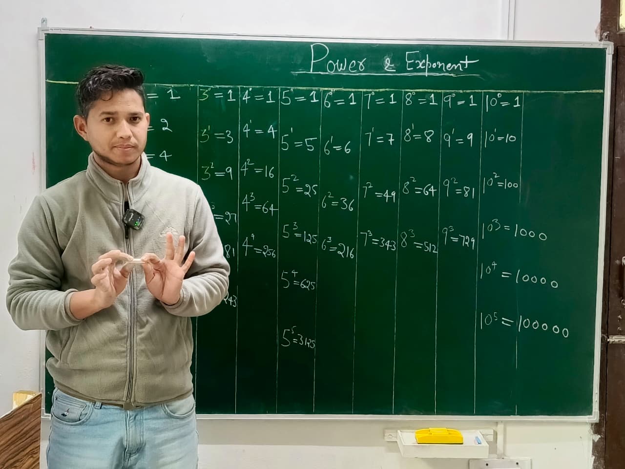 Teacher explaining a lesson at the classroom board